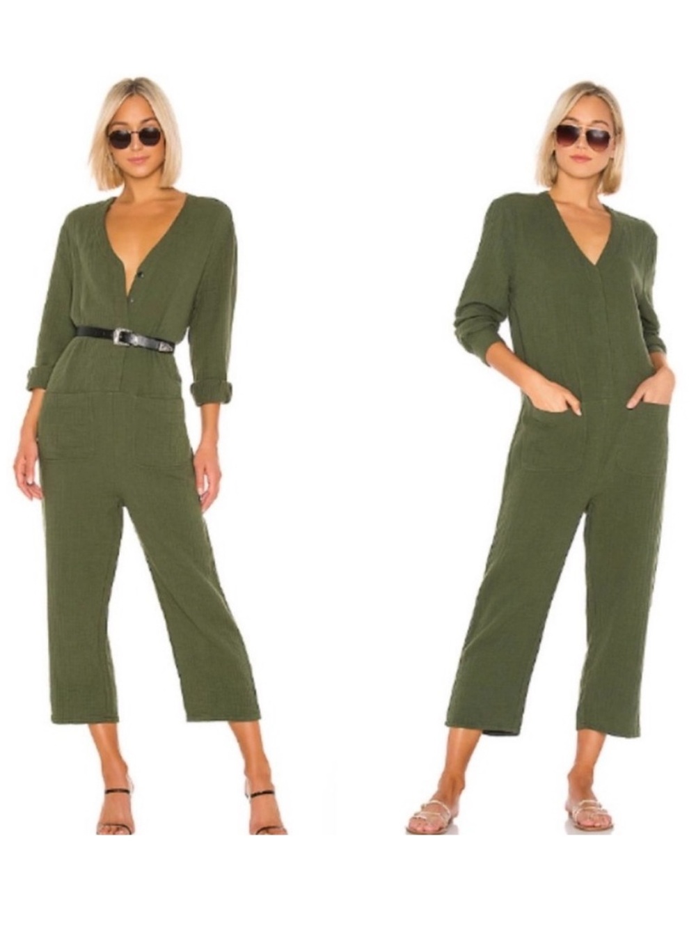 THE GREAT. The Union Olive Green Utility Jumpsuit Coveralls sz 1 small